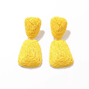 Yellow Rattan drop earrings