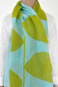 Linen Scarf : Plant Aqua/Citron