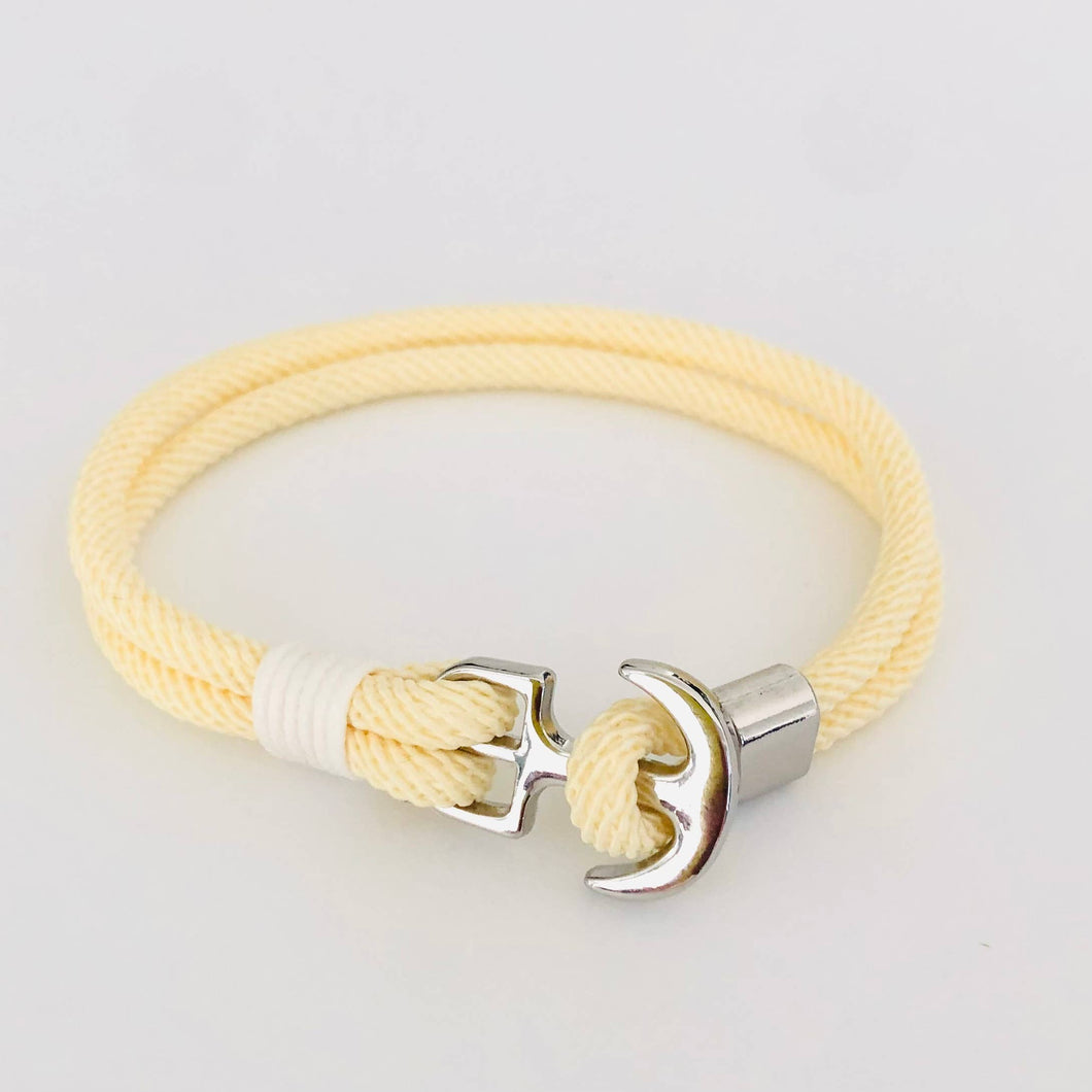 Nautical rope bracelet with anchor closure