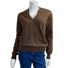 Load image into Gallery viewer, ALLISON: Cashmere V Neck Sweater in Cappuccino