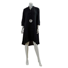 Load image into Gallery viewer, Black Linen hi low  hem dress with pockets