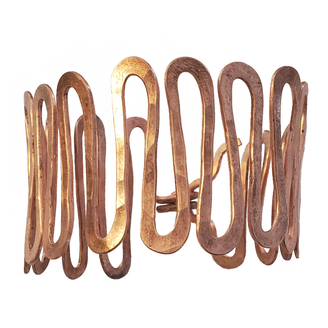 Hand hammered reclaimed copper bracelet