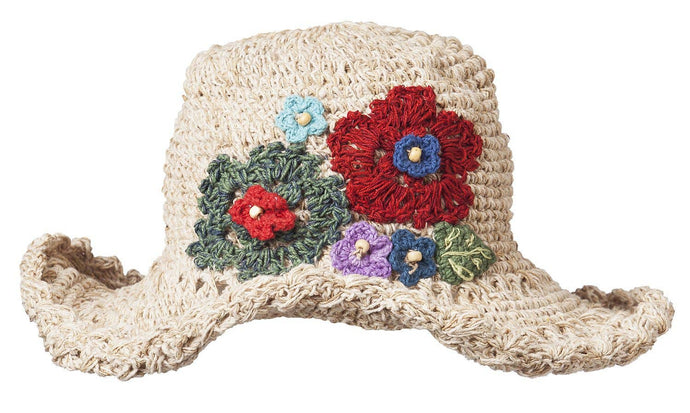 Hemp Cotton Flower Wire Rim Hat