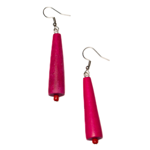 SB Wooden Cone Earrings: Pink