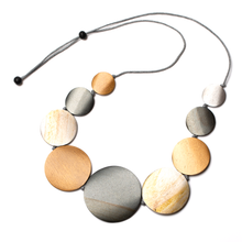 Load image into Gallery viewer, SB Graduated Wooden Disc Necklace: Gold