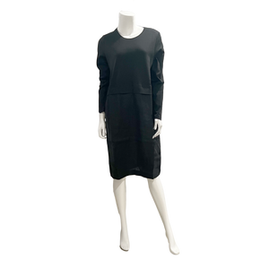 Robyn Knit Top Linen Dress:Black
