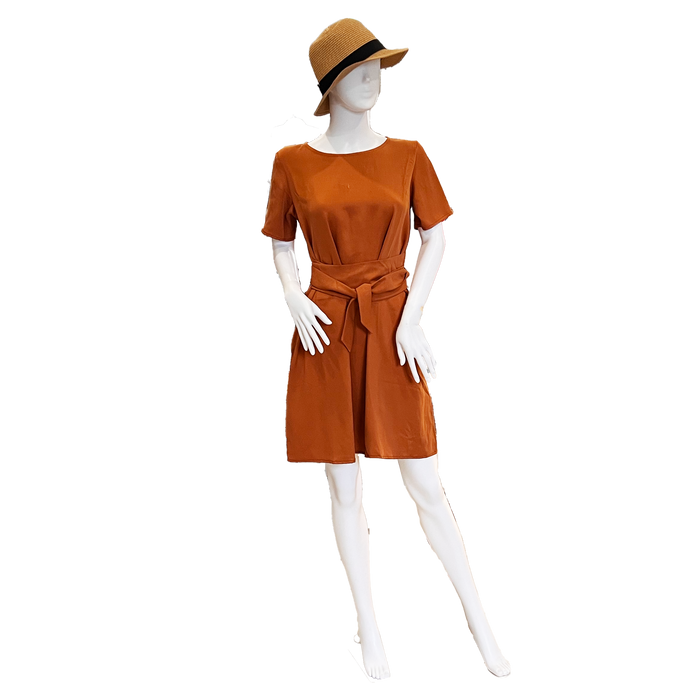 NL Short Mustard Copper Dress, Tencel
