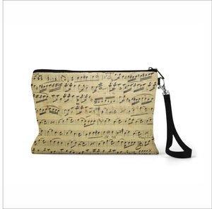 Sheet Music Zippered Linen Blend Accessory Bag