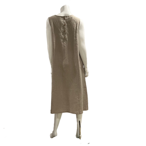 Julianne Linen Midi Dress with pockets:Natural Linen