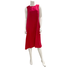 Load image into Gallery viewer, Red, sleeveless linen midi dress with pockets