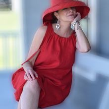 Load image into Gallery viewer, Red Linen sundress with pockets