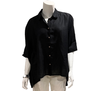Oversize Linen Shirt: Black Linen