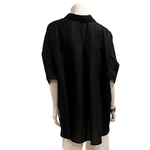Oversize Linen Shirt: Black Linen