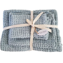 Load image into Gallery viewer, Waffle Towel Set, Dusty Blue (3 pieces)