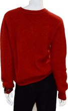 Load image into Gallery viewer, ANDREA: Cashmere &amp; Extra Fine Merino Rib Sweatshirt in Crimson