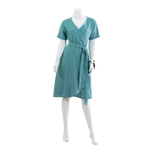 Linen wrap dress with pockets